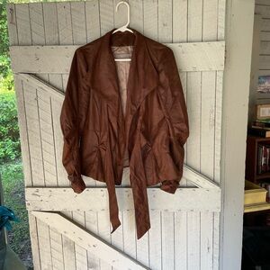 Zara Faux Leather Tie Front Jacket size XL